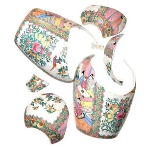 Coming Soon! Kintsugi Vase Huge Chinese Famille Rose Gold Crack Art Growth Gift